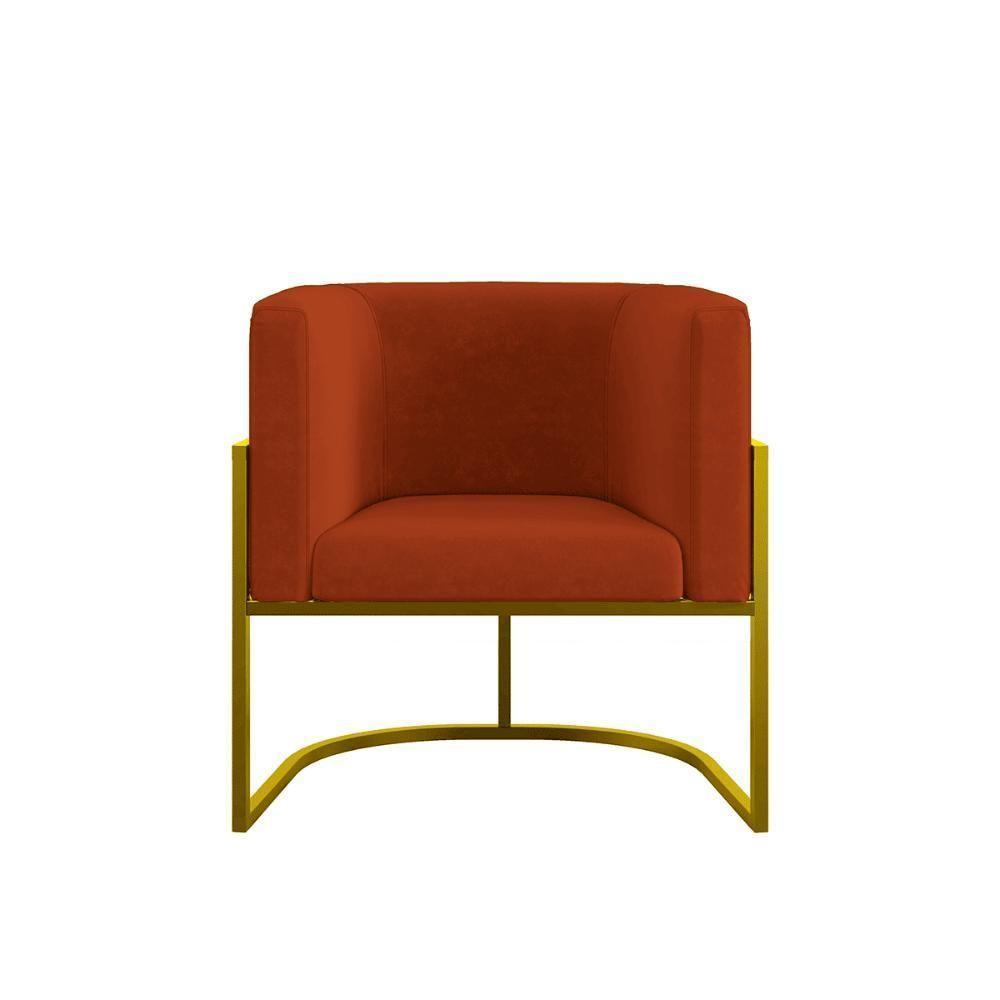 Kit 02 Poltronas Lua Com Base De Metal Gold Sala Reforçada Terracota - 3