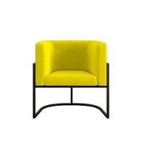 Kit 02 Poltronas Lua Com Base De Metal Black Sala Reforçada Amarelo - 3