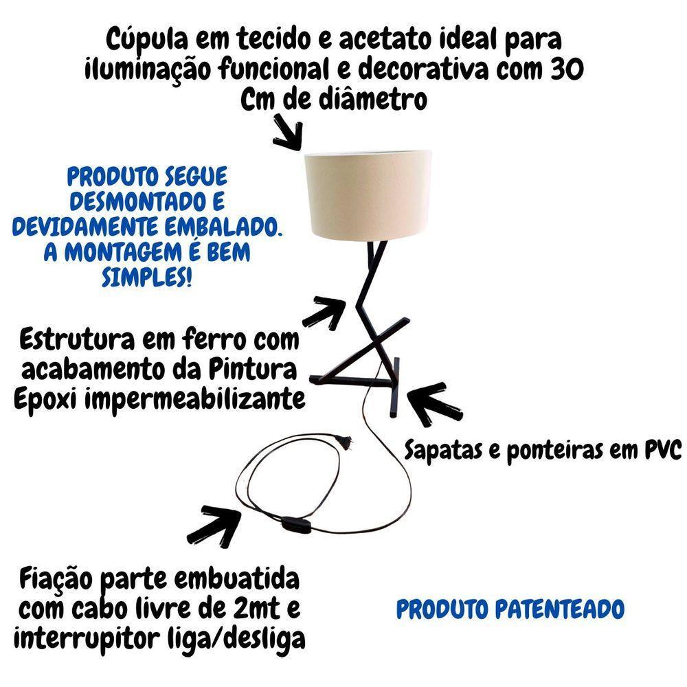 Luminária De Mesa Quarto Escritório Leitura Decoração Bali - 3