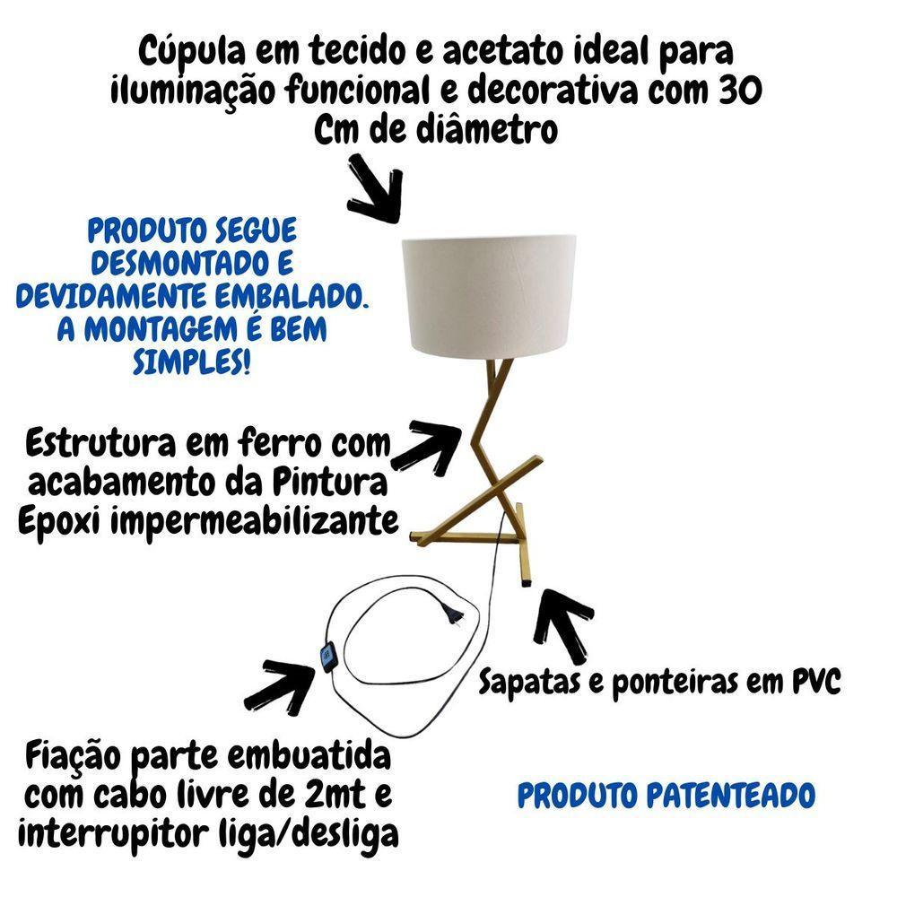 Abajur Luminária De Mesa Quarto Escritório Industrtial Bali - 3