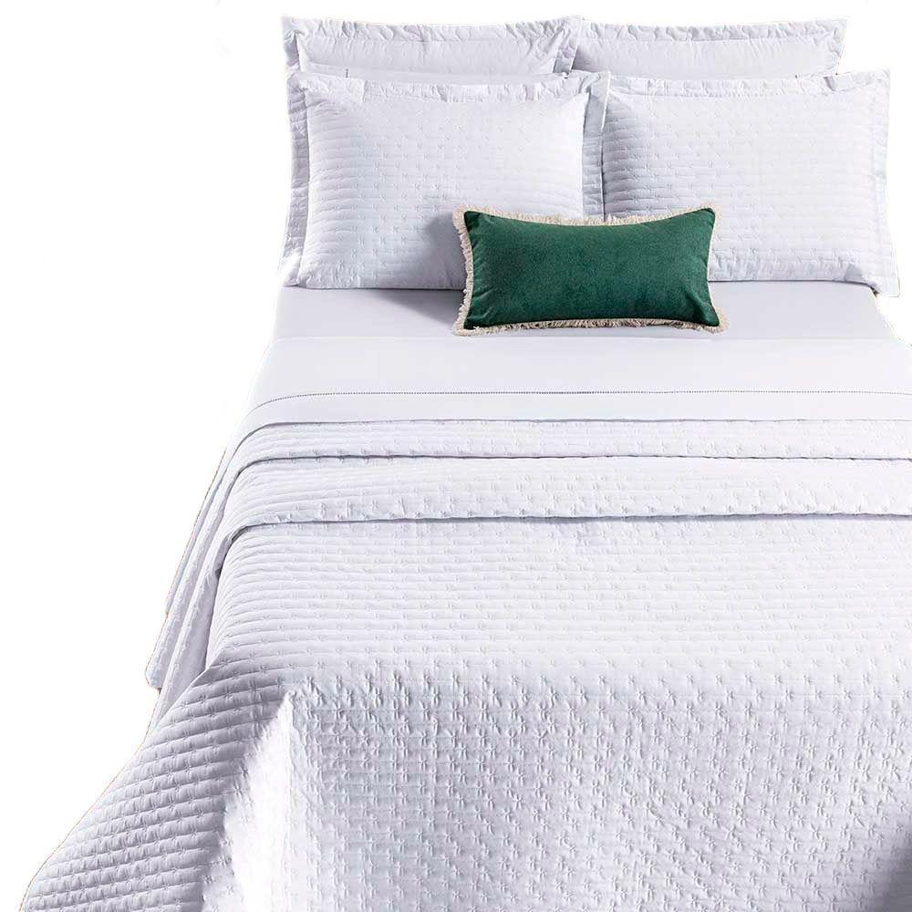 Kit Cobre Leito Colcha Quality King 3 Peças Percale 200 Fios Bordado - Branco - 2