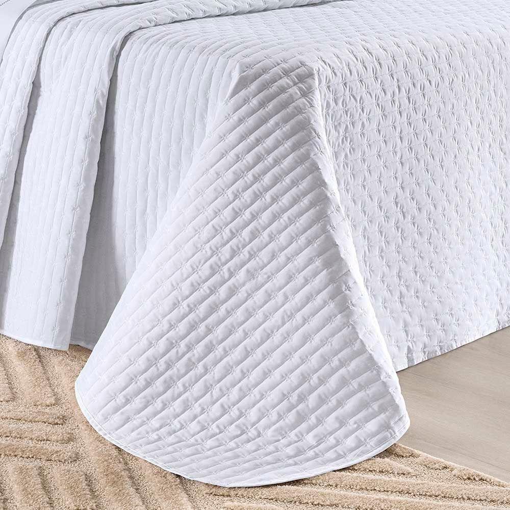 Kit Cobre Leito Colcha Quality King 3 Peças Percale 200 Fios Bordado - Branco - 5