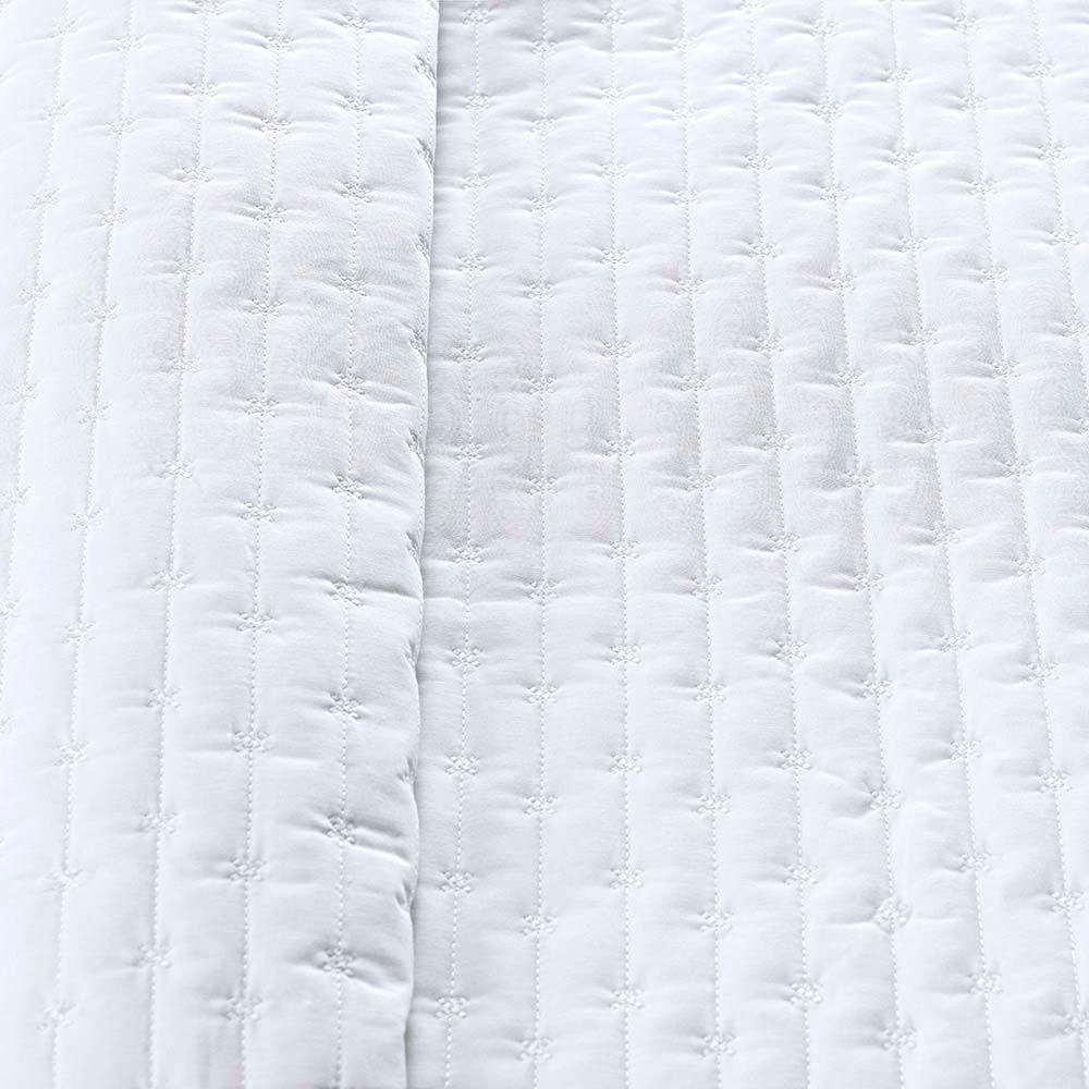 Kit Cobre Leito Colcha Quality King 3 Peças Percale 200 Fios Bordado - Branco - 6