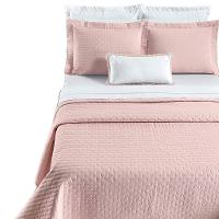 Kit Cobre Leito Colcha Quality Queen 3 Peças Percale 200 Fios Bordado - Rosa - 3