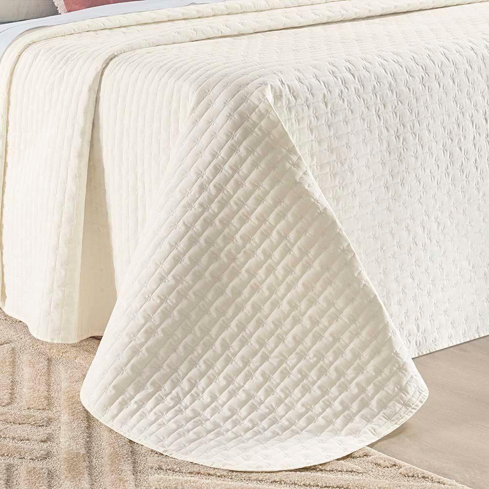 Kit Cobre Leito Colcha Quality Queen 3 Peças Percale 200 Fios Bordado - Palha - 6
