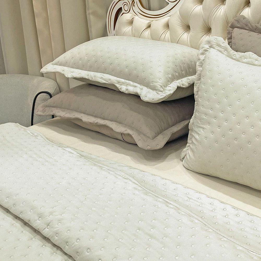 Kit Cobre Leito Colcha Alvorada Queen 3 Peças Percal 300 Fios Clássico - Palha - 2