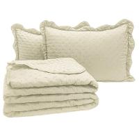 Kit Cobre Leito Colcha Alvorada Queen 3 Peças Percal 300 Fios Clássico - Palha - 4