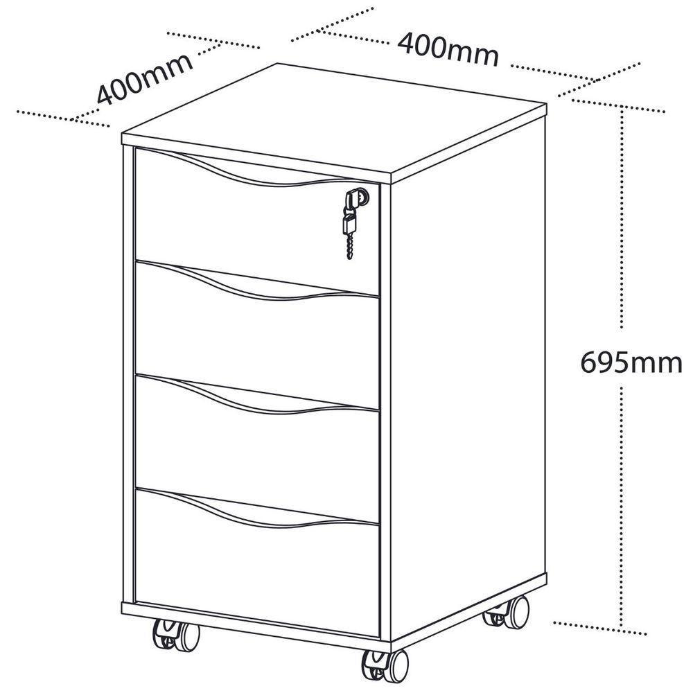 Gaveteiro Bit Para Escritório Com 4 Gavetas Preto - 7