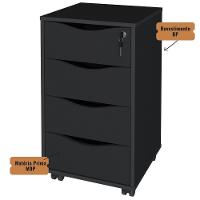 Gaveteiro Bit Para Escritório Com 4 Gavetas Preto - 9