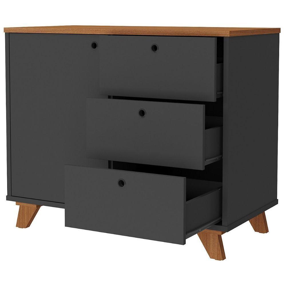 Balcão Gaveteiro Com Porta Lugano Freijó/preto - 8