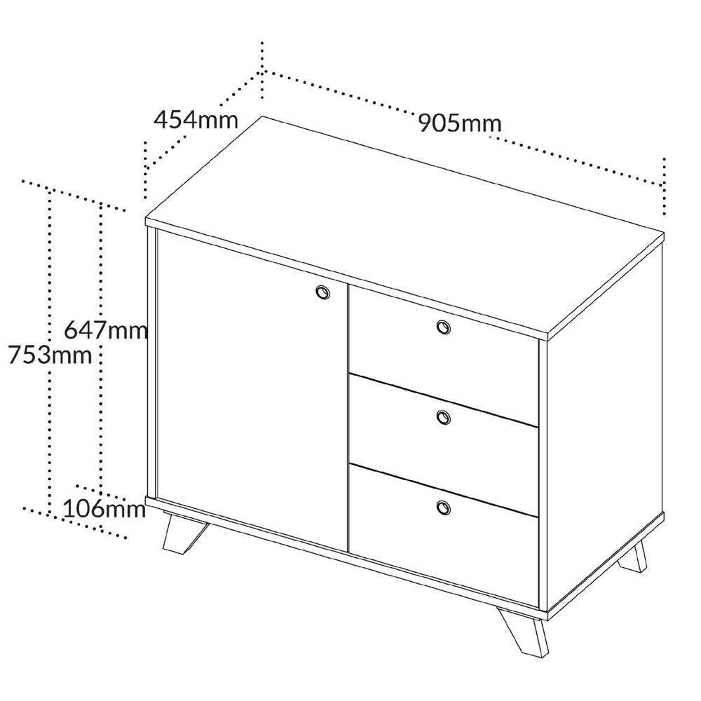 Balcão Gaveteiro Com Porta Lugano Freijó/preto - 9