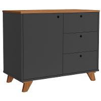 Balcão Gaveteiro Com Porta Lugano Freijó/preto - 1