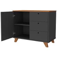 Balcão Gaveteiro Com Porta Lugano Freijó/preto - 10