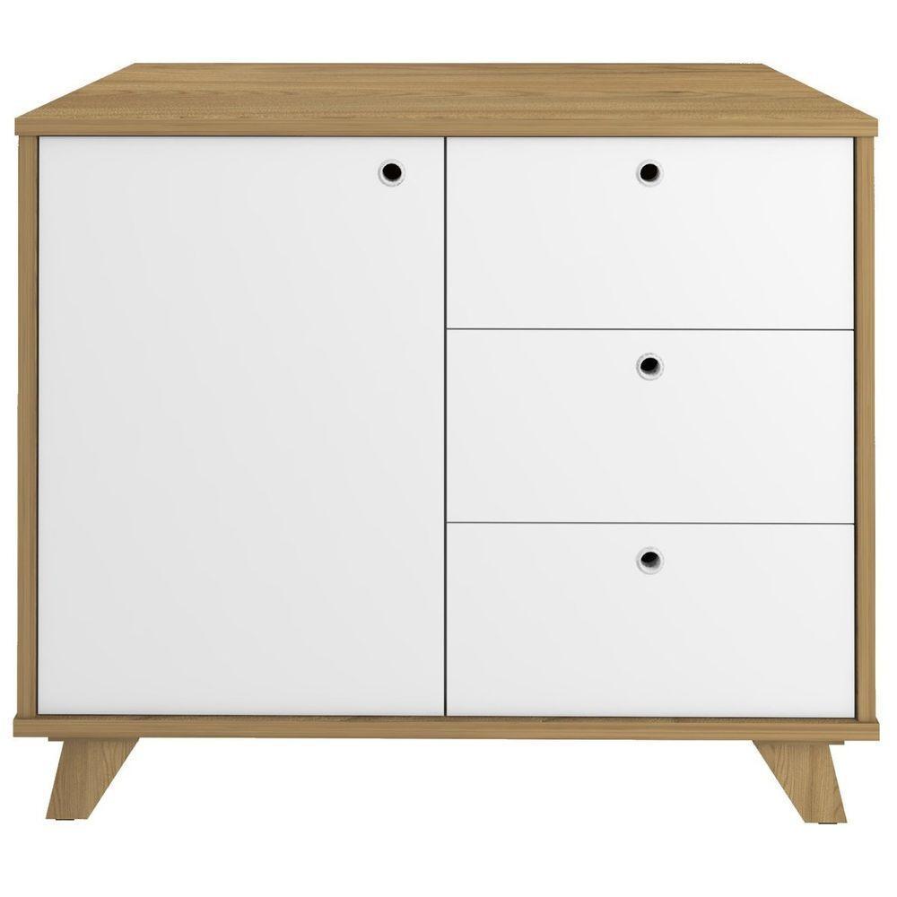 Balcão Gaveteiro Com Porta Lugano Olmo/branco - 1