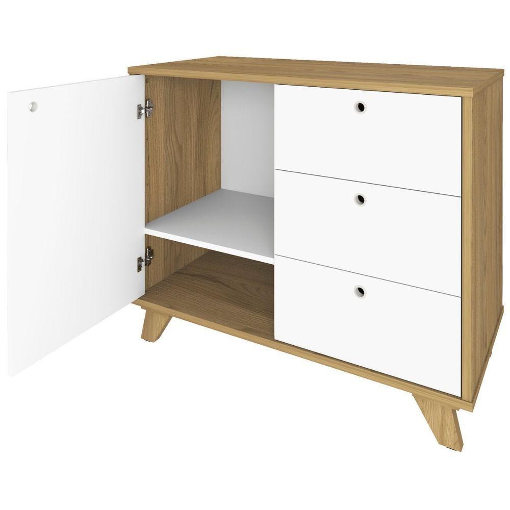 Balcão Gaveteiro Com Porta Lugano Olmo/branco - 3