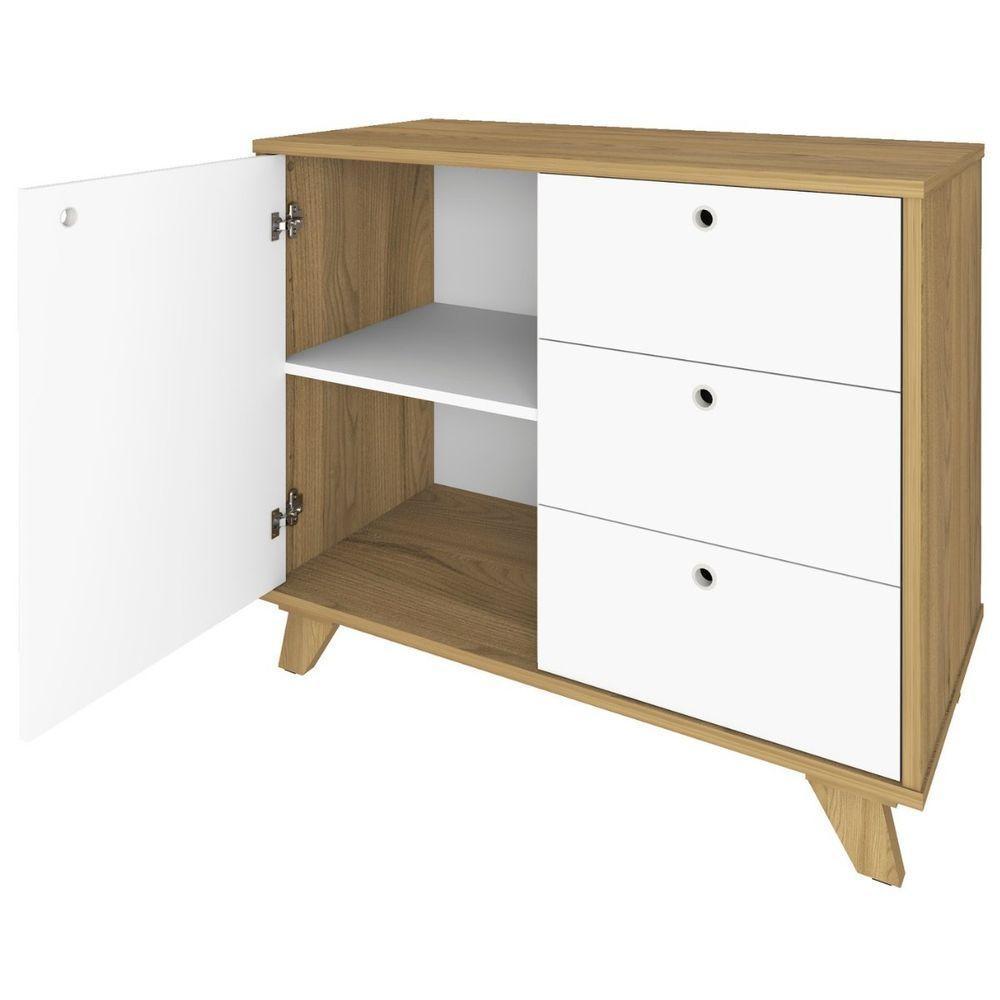 Balcão Gaveteiro Com Porta Lugano Olmo/branco - 6