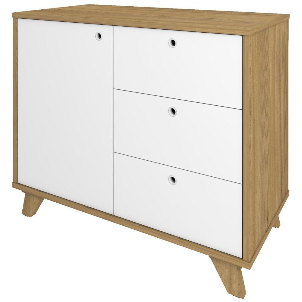 Balcão Gaveteiro Com Porta Lugano Olmo/branco - 10