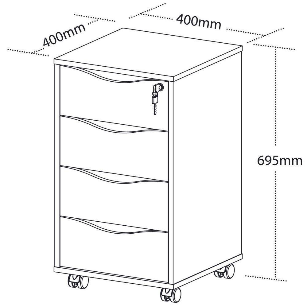 Gaveteiro Bit Para Escritório Com 4 Gavetas Branco - 9