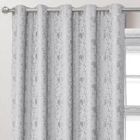 Cortina Dalia Jacquard Estampado Floral 2,00m X 1,70m Sala Quarto Varão 2m - Cinza - 2