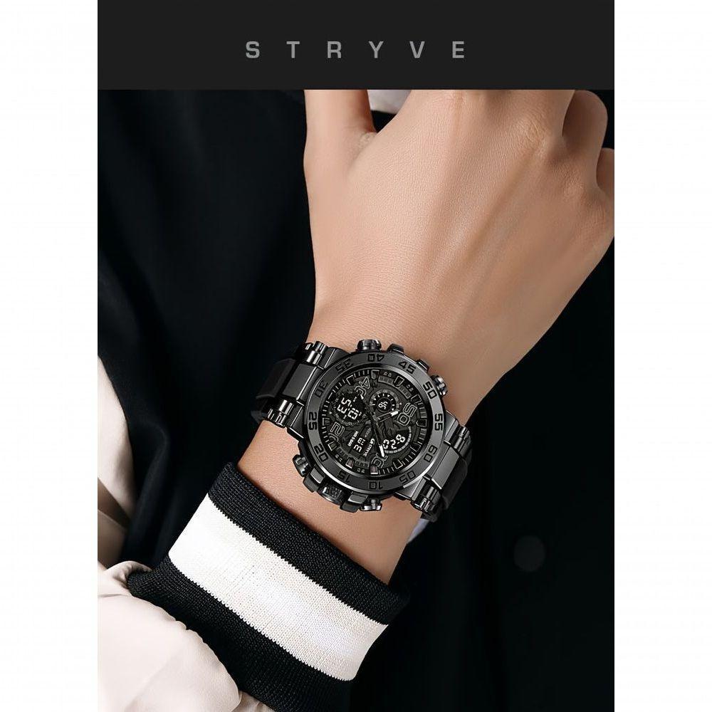 Relógio Digital Resistente à água 50m Duplo Display Alarme Preto - 2