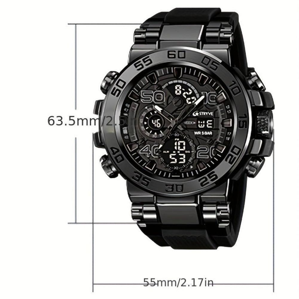 Relógio Digital Resistente à água 50m Duplo Display Alarme Preto - 3