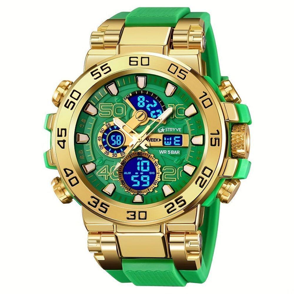Relógio Digital Resistente à água 50m Duplo Display Alarme Verde - 1