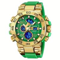 Relógio Digital Resistente à água 50m Duplo Display Alarme Verde - 1