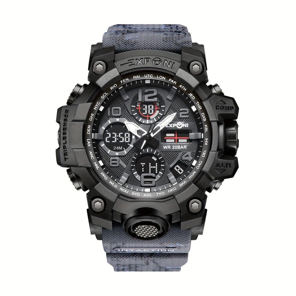 Relógio Esportivo Com Duplo Display E Luz Noturna Led Calendário Cronômetro Azul - 1