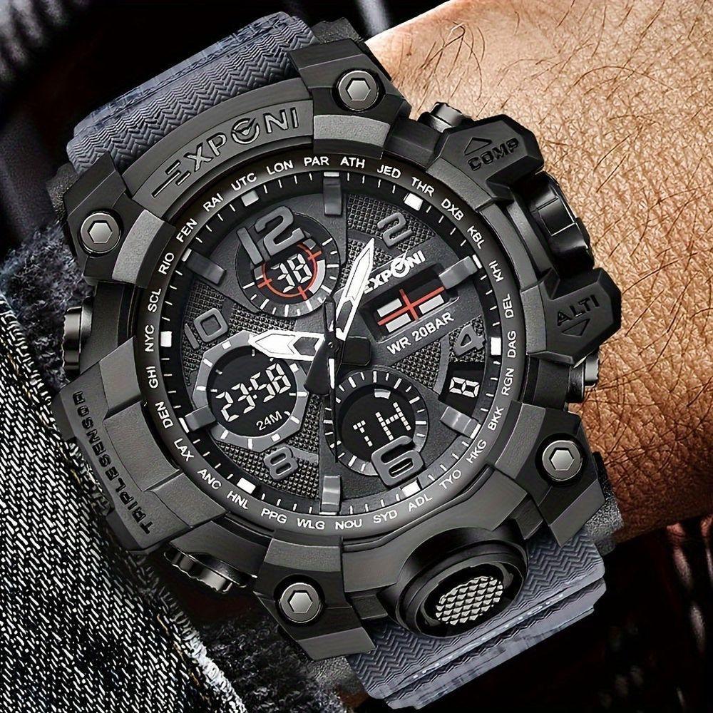 Relógio Esportivo Com Duplo Display E Luz Noturna Led Calendário Cronômetro Azul - 2