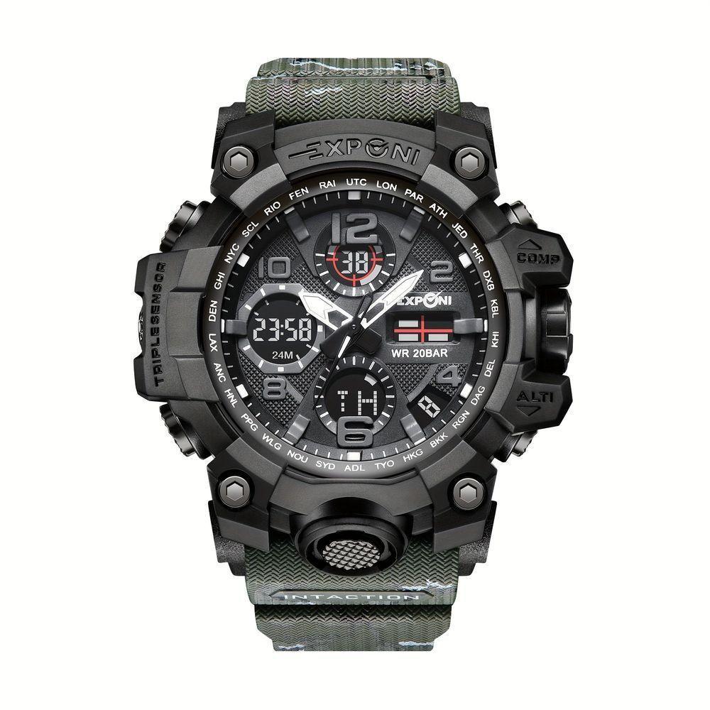 Relógio Esportivo Com Duplo Display E Luz Noturna Led Calendário Cronômetro Verde - 1