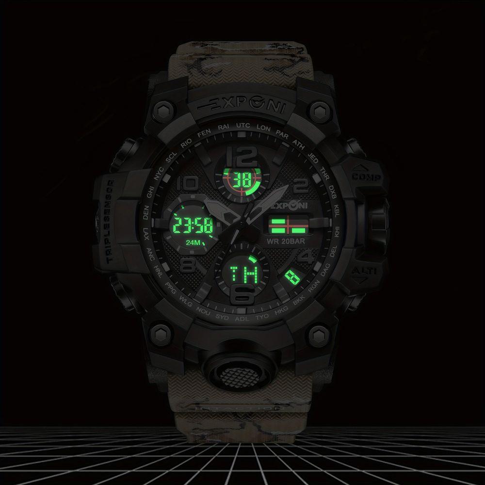 Relógio Esportivo Com Duplo Display E Luz Noturna Led Calendário Cronômetro Verde - 2