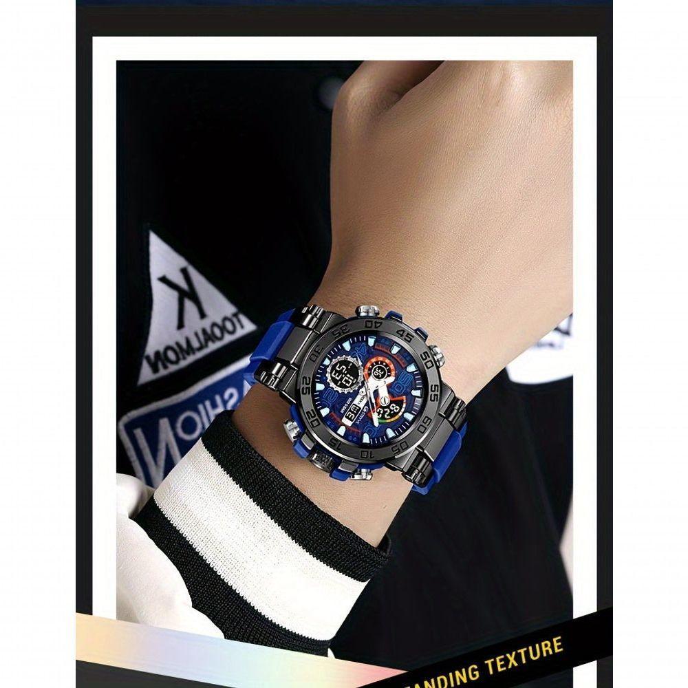 Relógio Digital Resistente à água 50m Duplo Display Alarme Azul Claro - 2