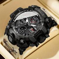 Relógio Esportivo Com Duplo Display E Luz Noturna Led Calendário Cronômetro Bege - 2