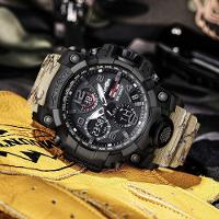 Relógio Esportivo Com Duplo Display E Luz Noturna Led Calendário Cronômetro Bege - 3