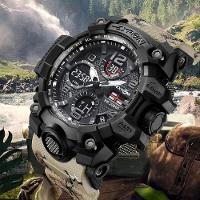 Relógio Esportivo Com Duplo Display E Luz Noturna Led Calendário Cronômetro Bege