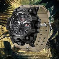 Relógio Esportivo Com Duplo Display E Luz Noturna Led Calendário Cronômetro Bege - 5