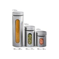 Potes Herméticos Em Vidro E Inox Conjunto 3 Peças Ideal Para Grãos E Massas - 3