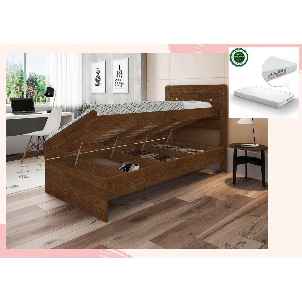 Cama Solteiro Baú E Colchão Solt. D20 Larissa Mdf/mdp Malbec - 1