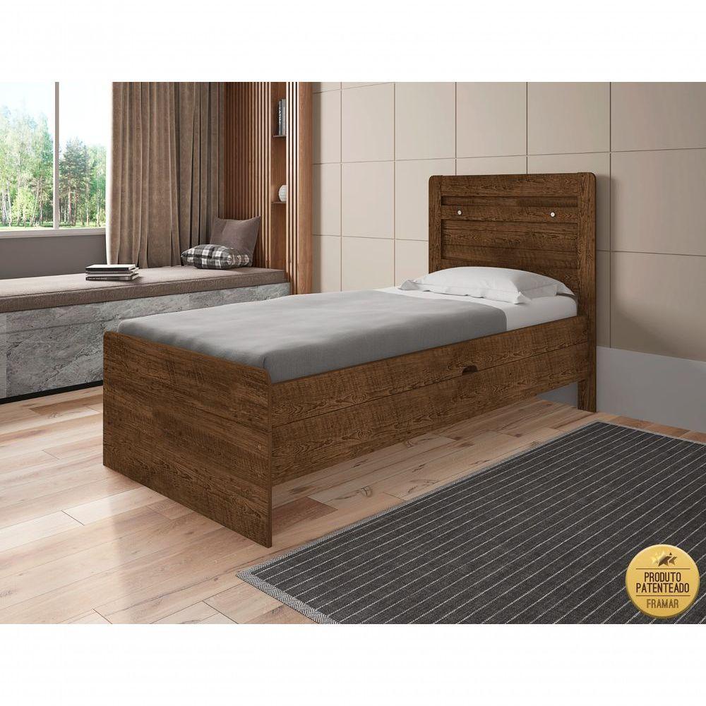 Cama Solteiro Reforçada Baú Interno Larissa Mdf/mdp Malbec - 4