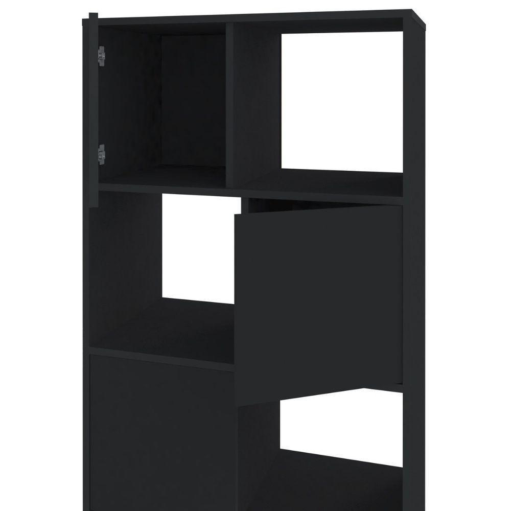 Armário Estante Com 4 Nichos 4 Portas Wally Preto - 3