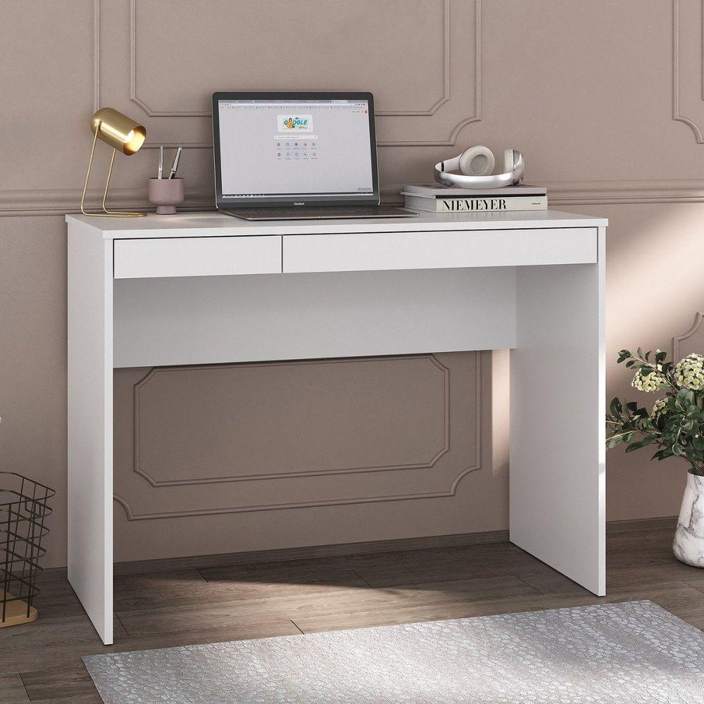 Escrivaninha College Ii Office Mesa De Estudos Com Gavetas Branco - 2