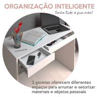 Escrivaninha College Ii Office Mesa De Estudos Com Gavetas Branco - 3