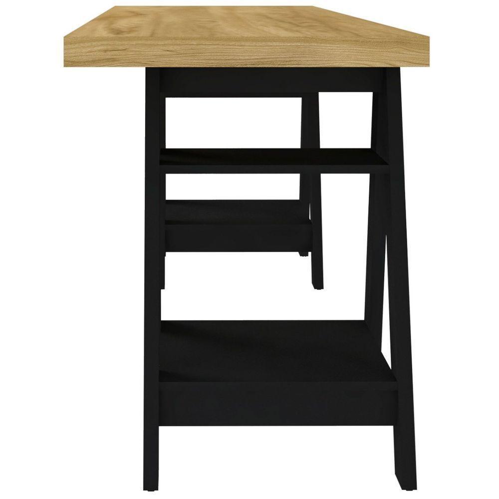 Escrivaninha Art Ii Mesa Estilo Cavalete Com Prateleiras Olmo Preto - 4