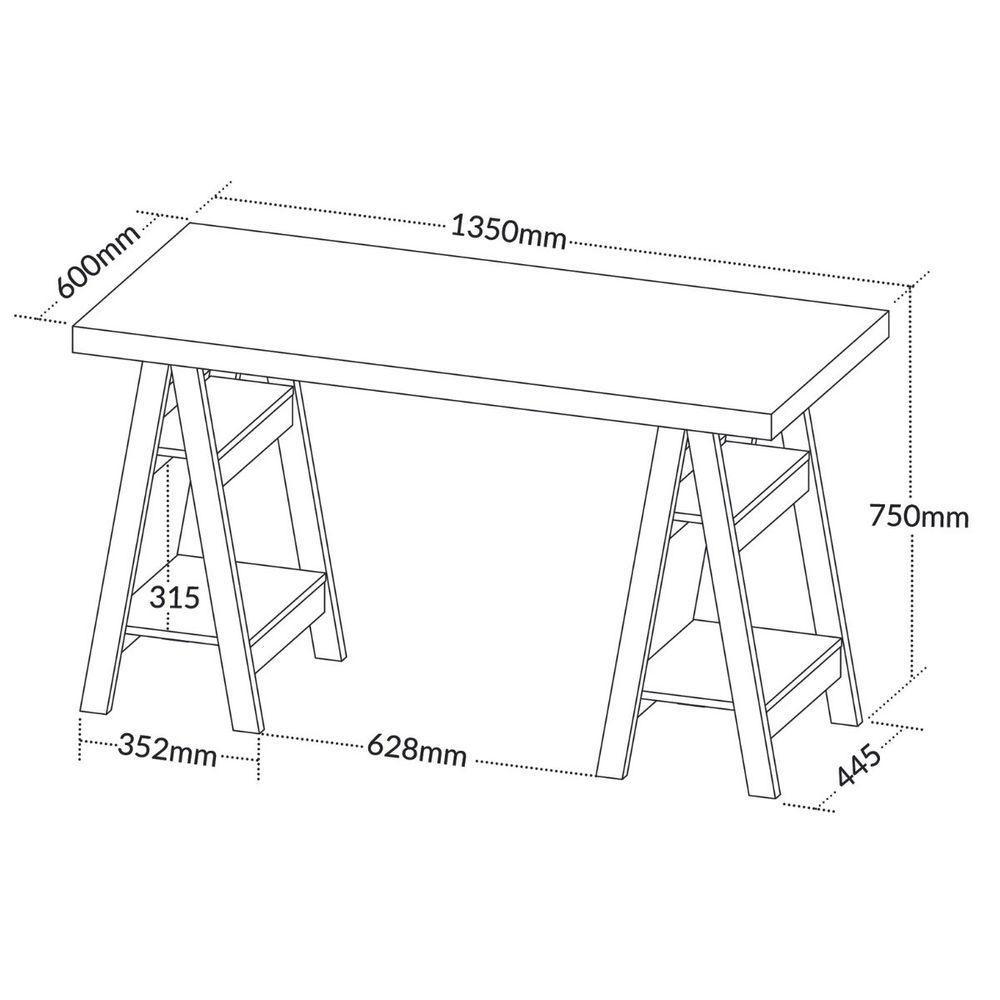 Escrivaninha Art Ii Mesa Estilo Cavalete Com Prateleiras Olmo Preto - 6