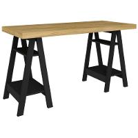 Escrivaninha Art Ii Mesa Estilo Cavalete Com Prateleiras Olmo Preto - 8