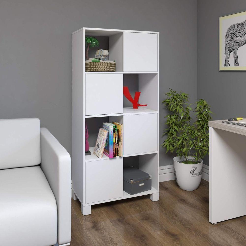 Armário Estante Com 4 Nichos 4 Portas Wally Branco - 2