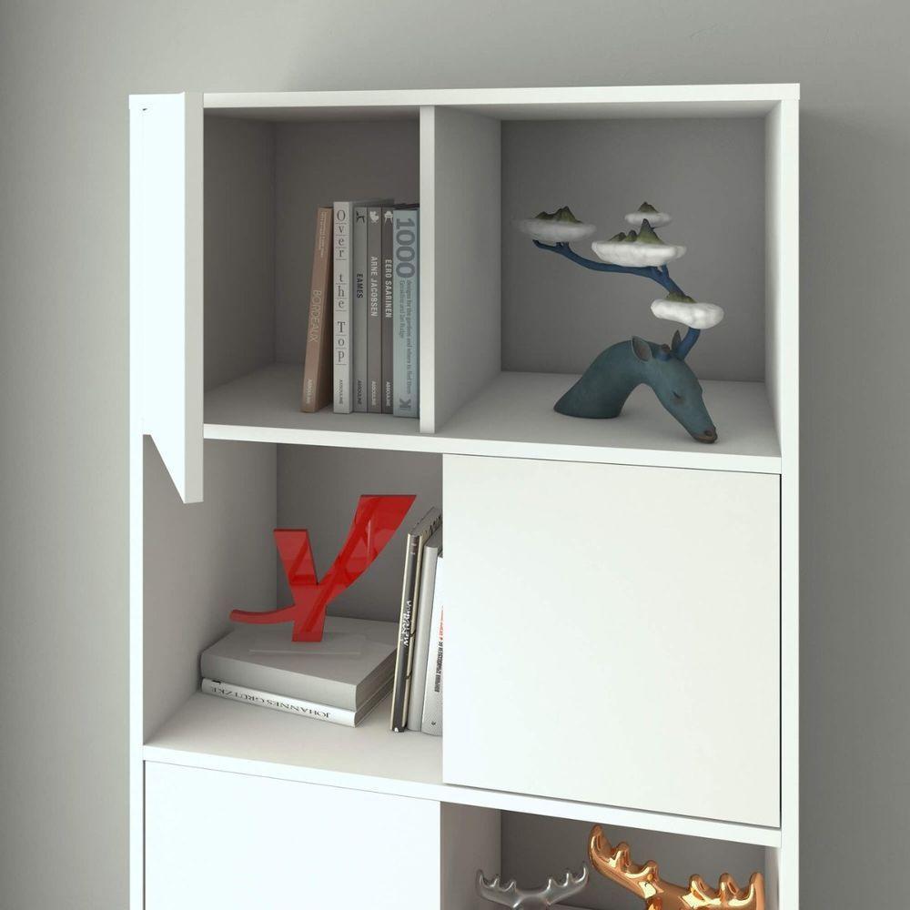 Armário Estante Com 4 Nichos 4 Portas Wally Branco - 6