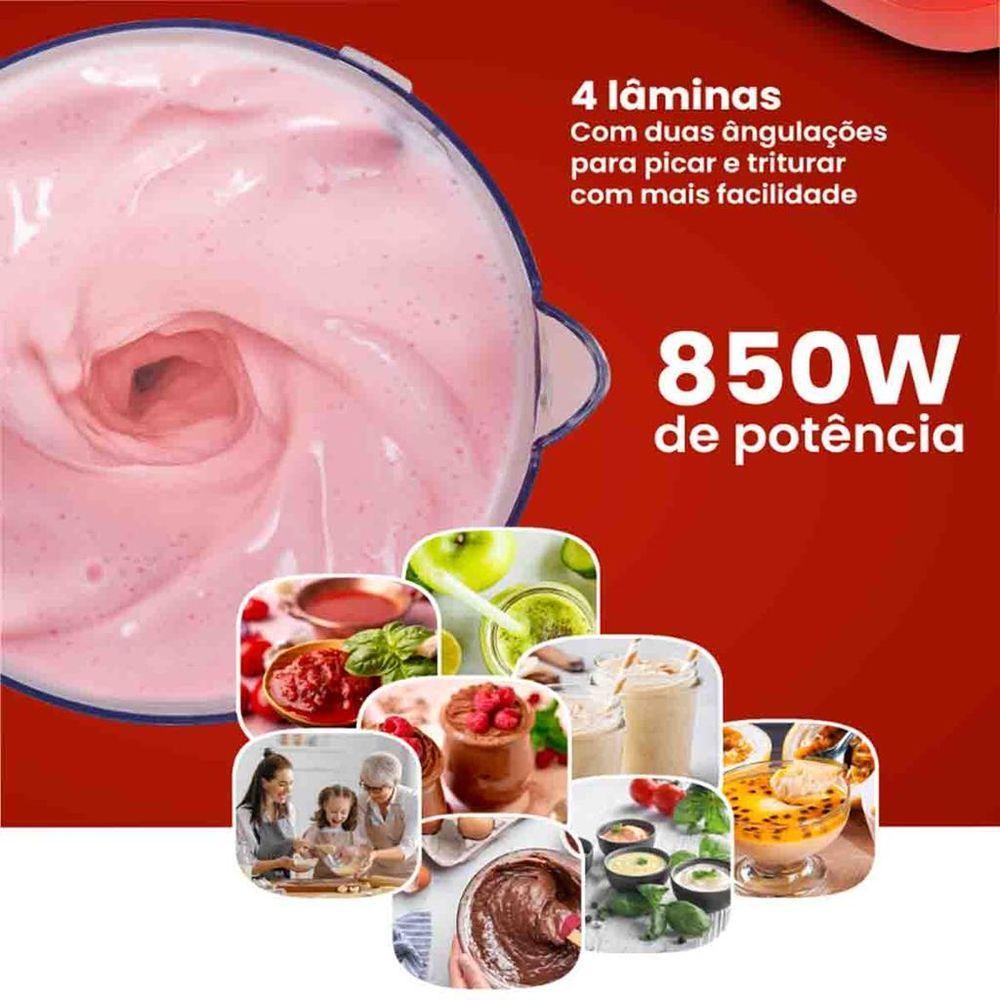 Kit 2 Liquidificador Agrato Forza 850W Jarra 1,5 Litros 127V Vermelho - 6