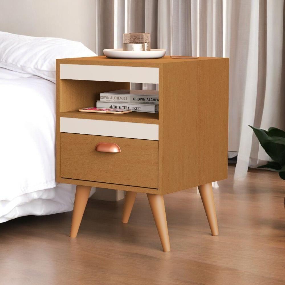 Kit 02 Mesas de Cabeceira Flex Sal Ypê e Off White Sal - 1