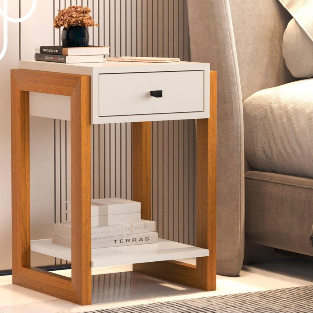 Mesa De Cabeceira Com 1 Gaveta Mexico Perola Brilho - 1